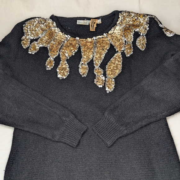 Sequin & Angora Vintage Long Sweater Laura Winston Party Holiday Glam - Picture 4 of 10